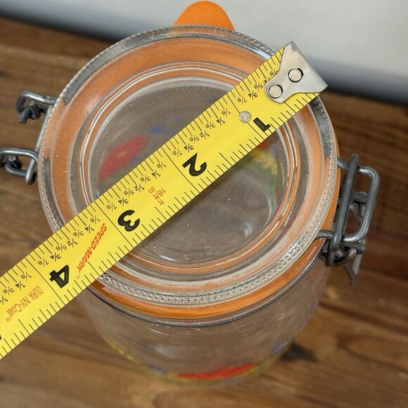 Vtg Arc France Poppy Glass Canister Set R Carman 1.5L 3/4L MCM Retro 60s Arcoroc - Picture 6 of 14